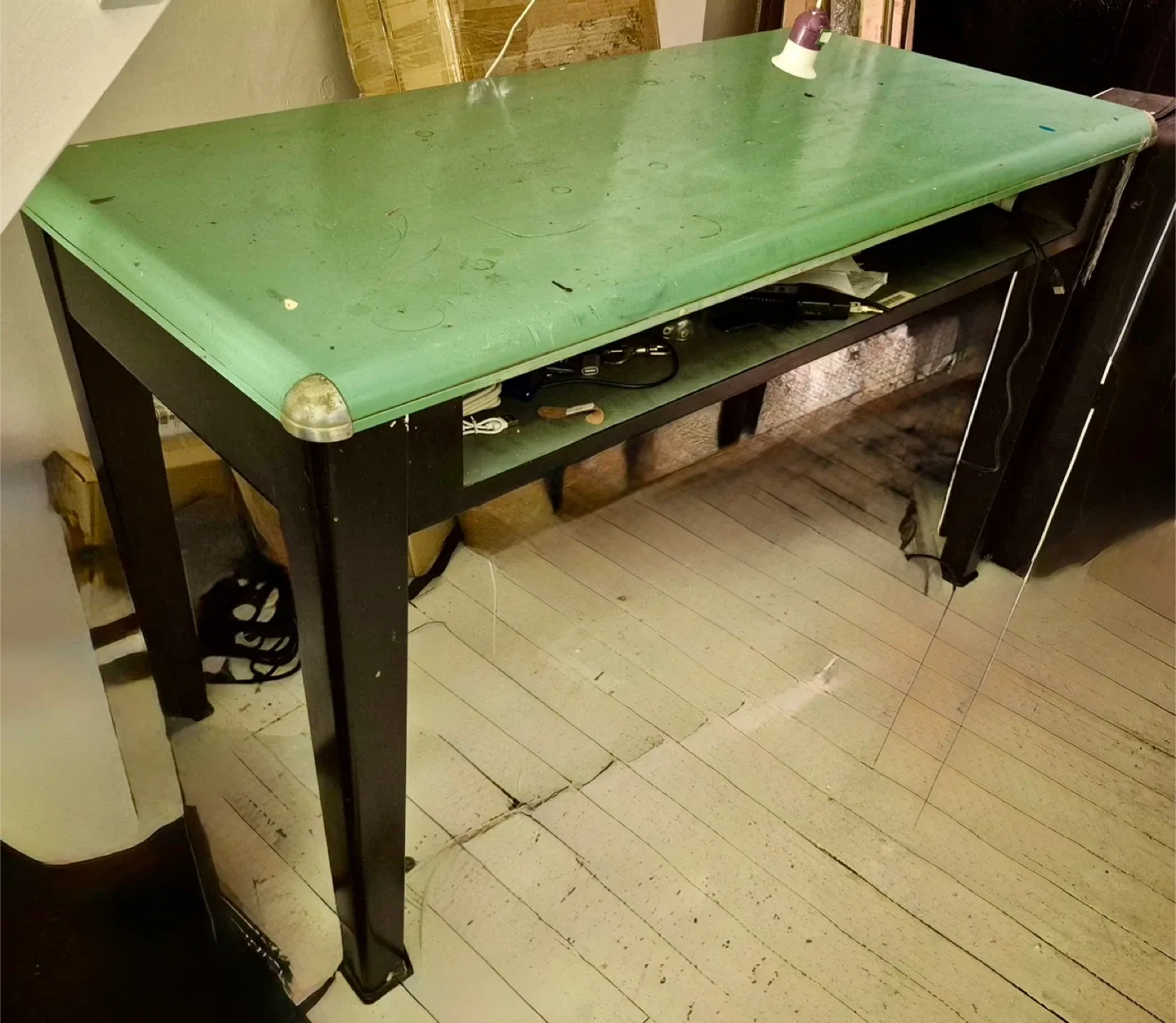 Vintage Green & Black Drafting Table