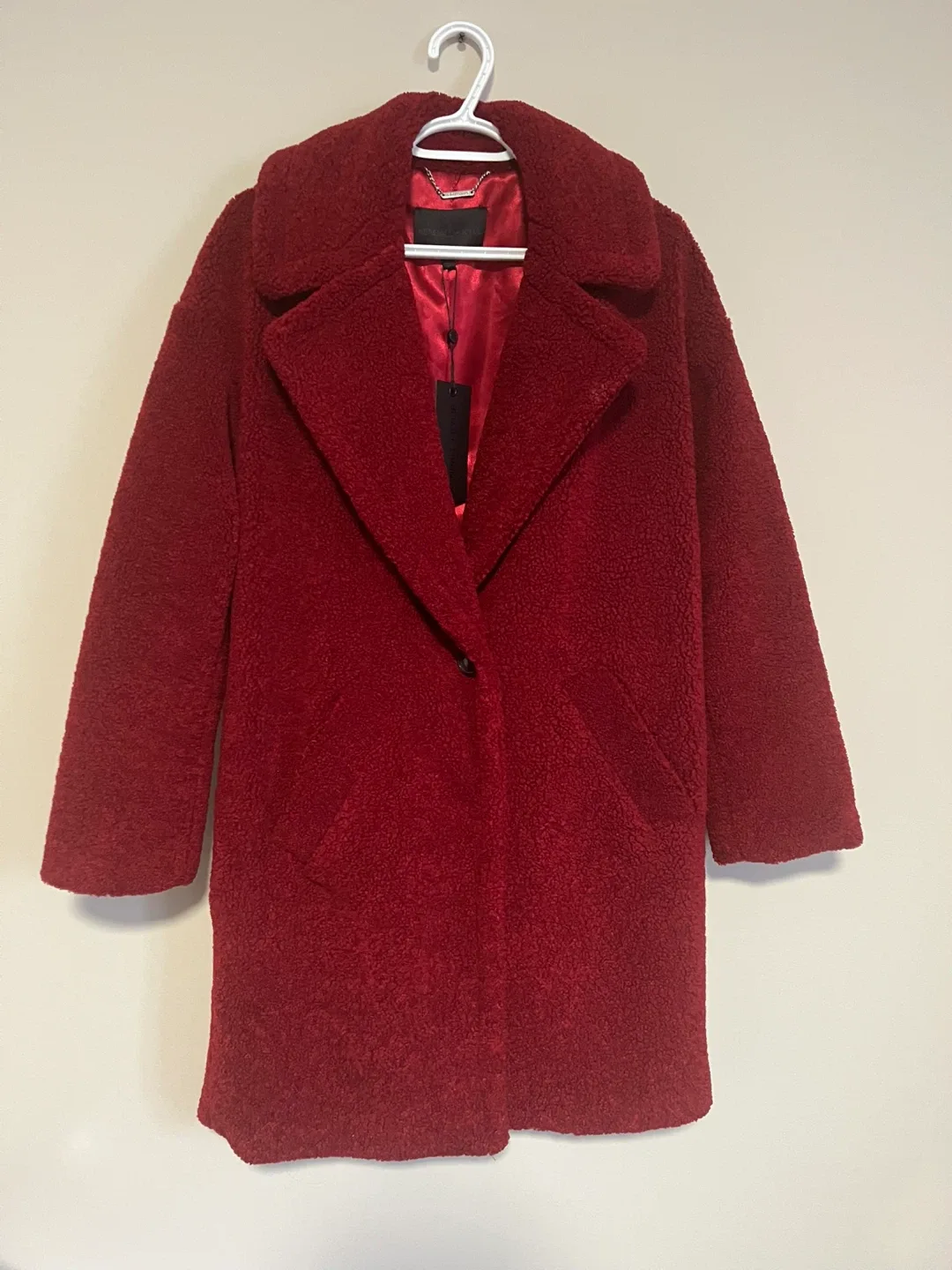 Kendall + Kylie Red Teddy Coat