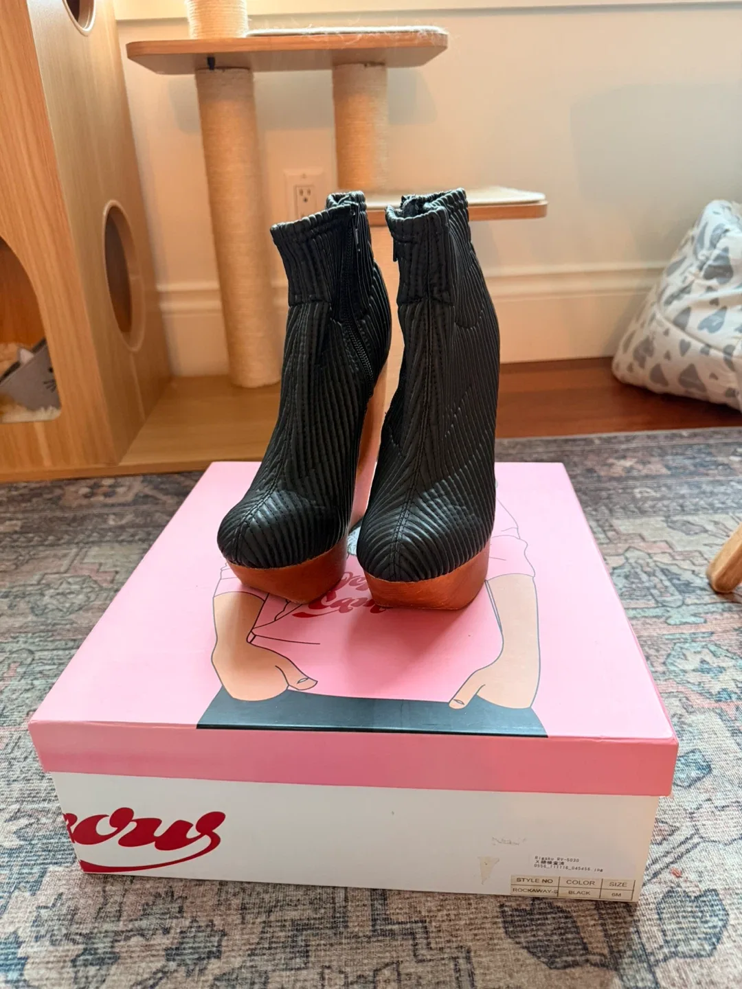 Jeffrey Campbell Black Ankle Boots, Size 6