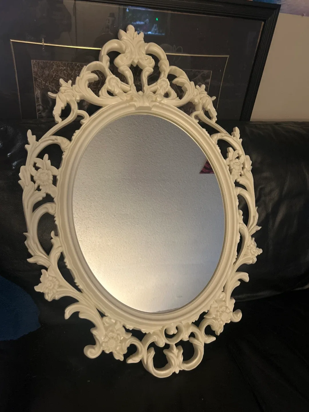 Ornate Oval Mirror - Cream Colour