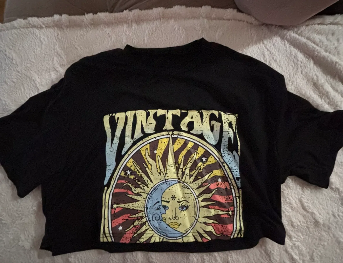 Black Vintage Graphic Crop Top