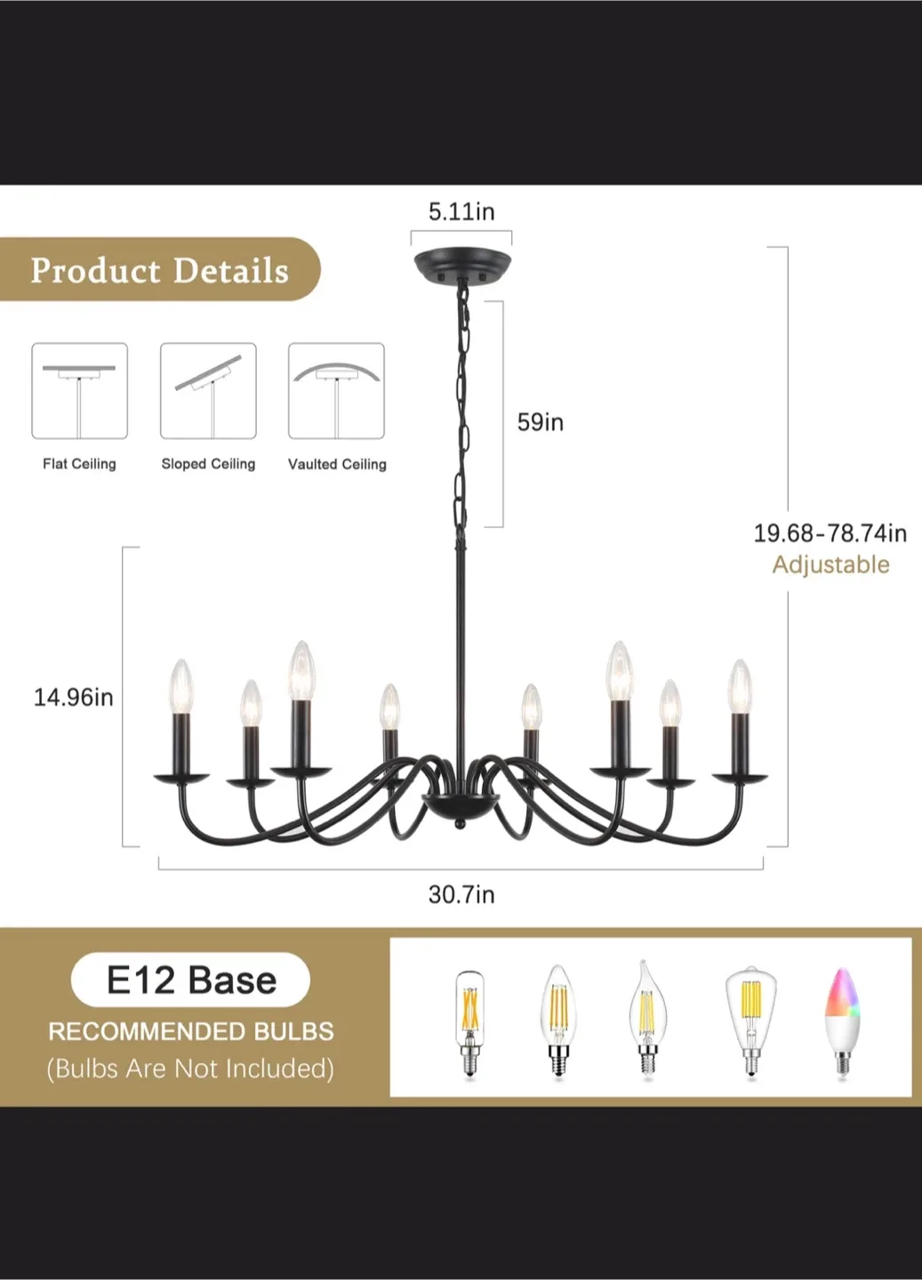 Aretzy 8-Light Farmhouse Chandelier image indicator(2)