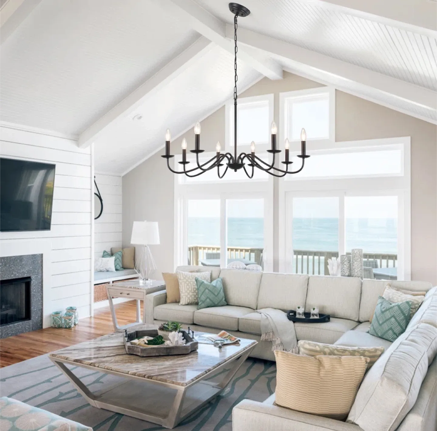 Aretzy 8-Light Farmhouse Chandelier image indicator(9)