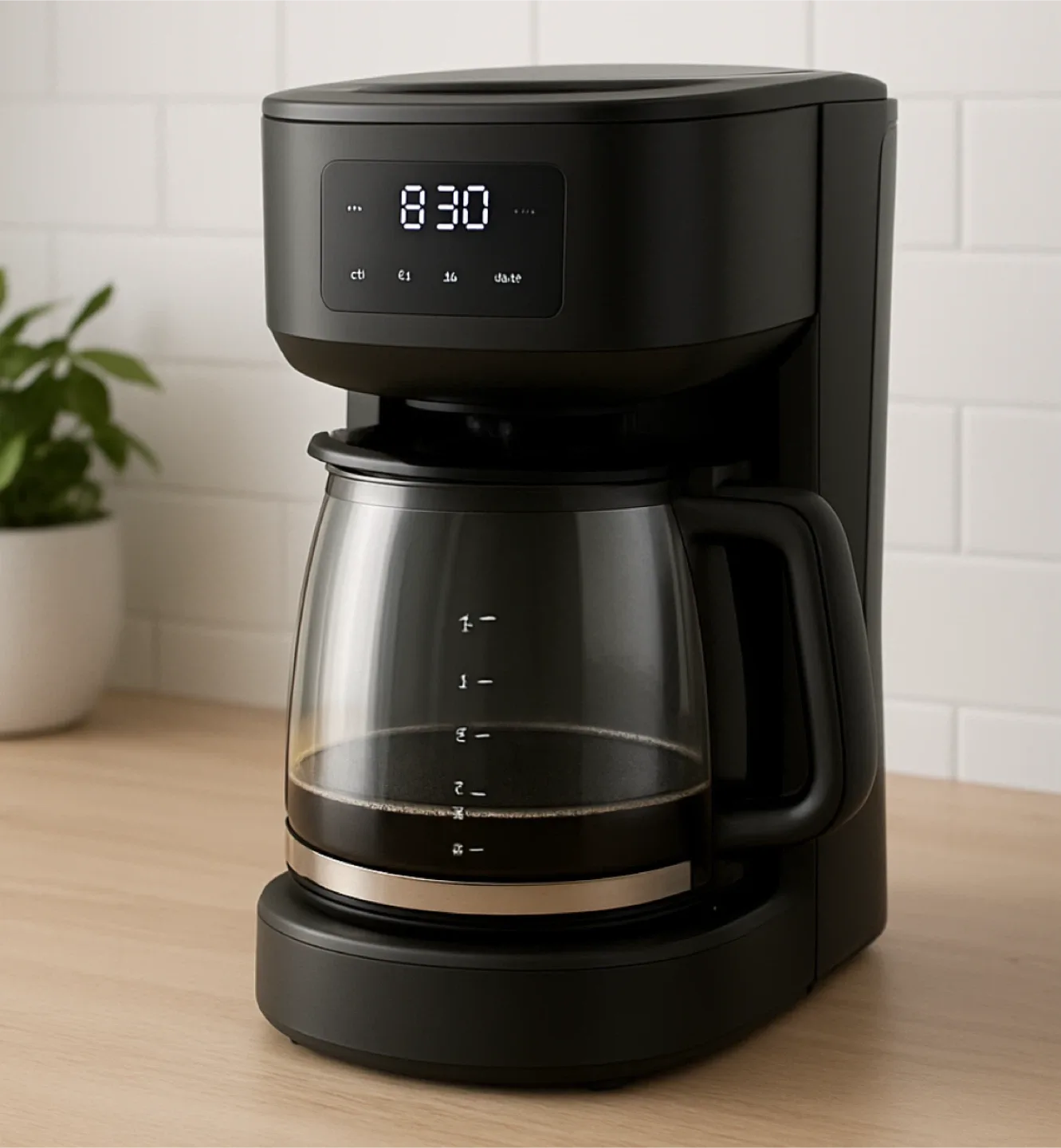 Mainstays Programmable Coffee Maker + Main Stays Glass Medium,