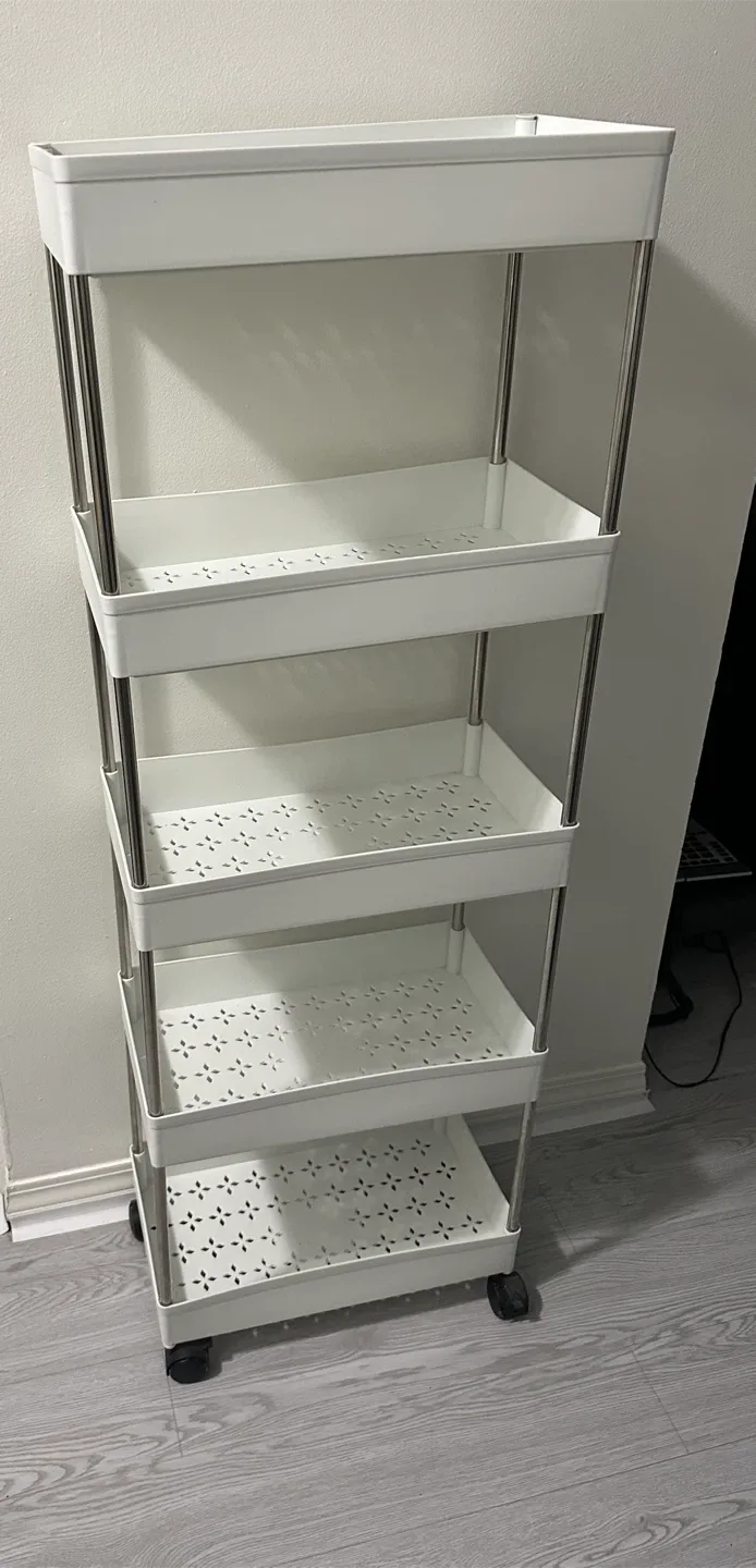 White 5-Tier Rolling Cart