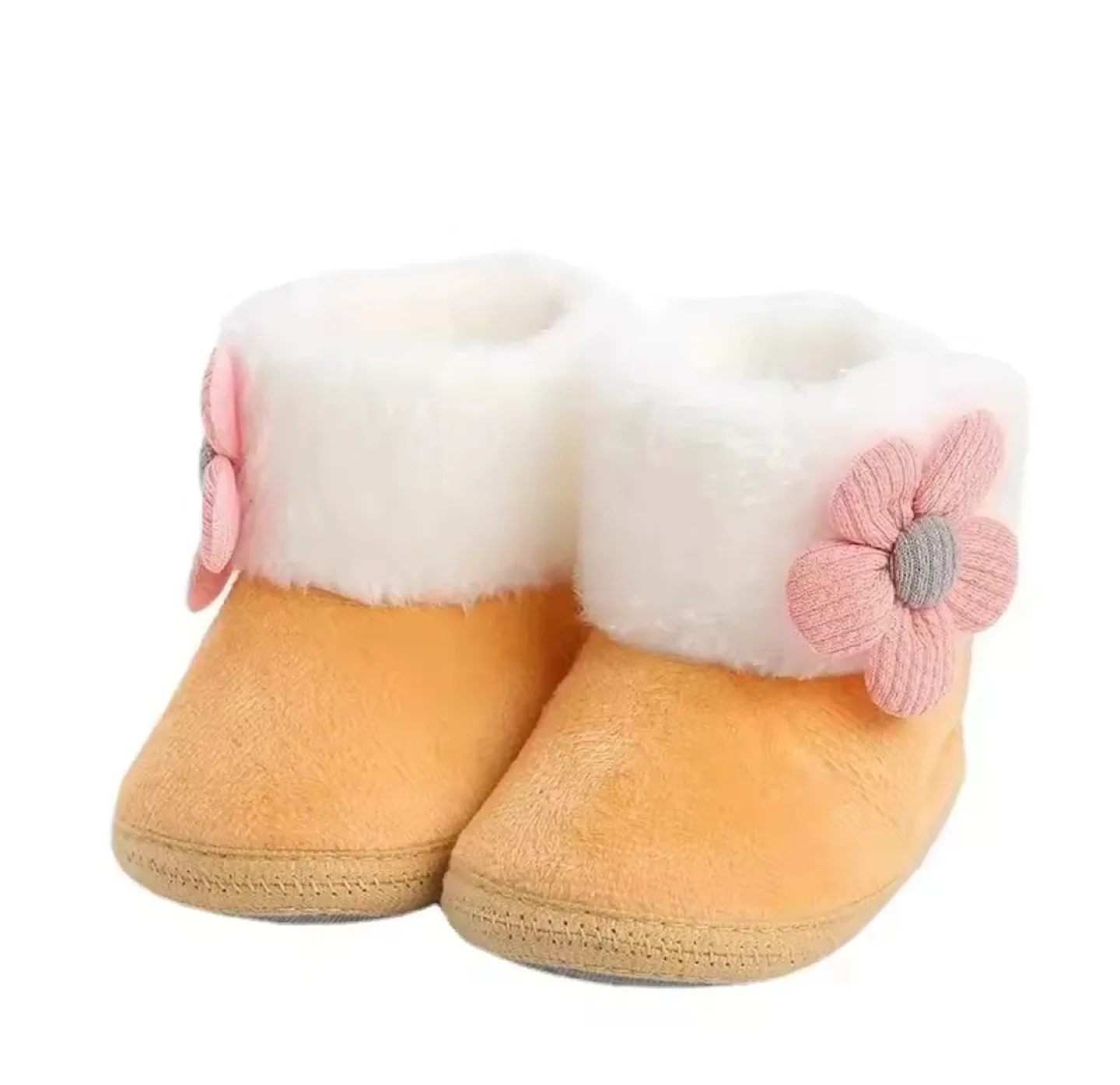 Baby booties with flower detail, 13-18 mths size 12-S (0-6M)