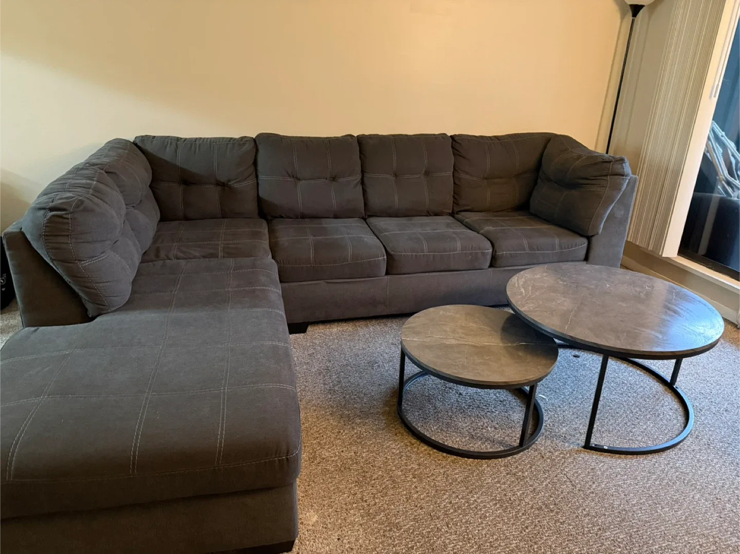 Grey Sectional Sofa with Chaise Lounge