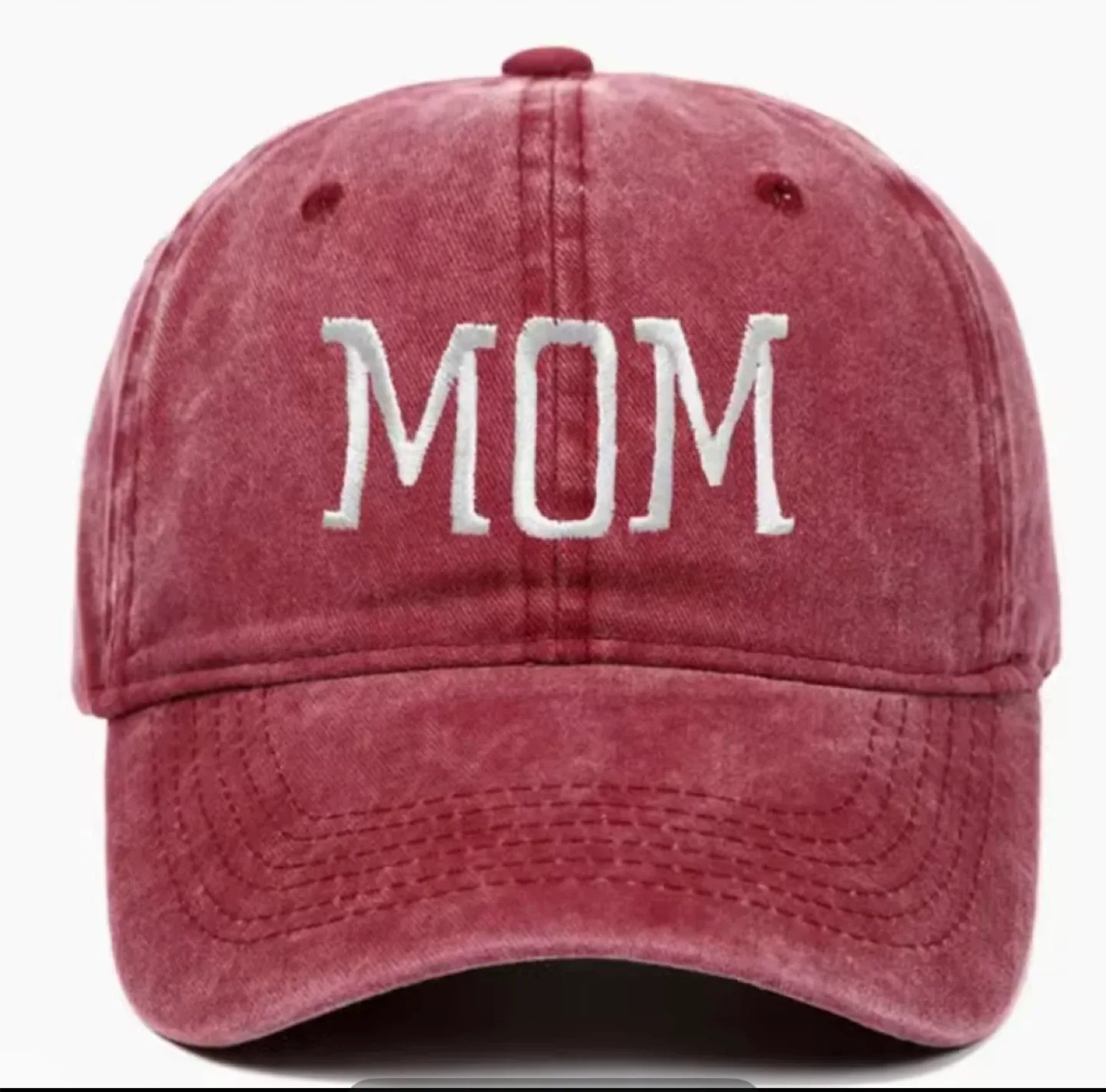 MOM Baseball Cap - Wine Red washed cotton