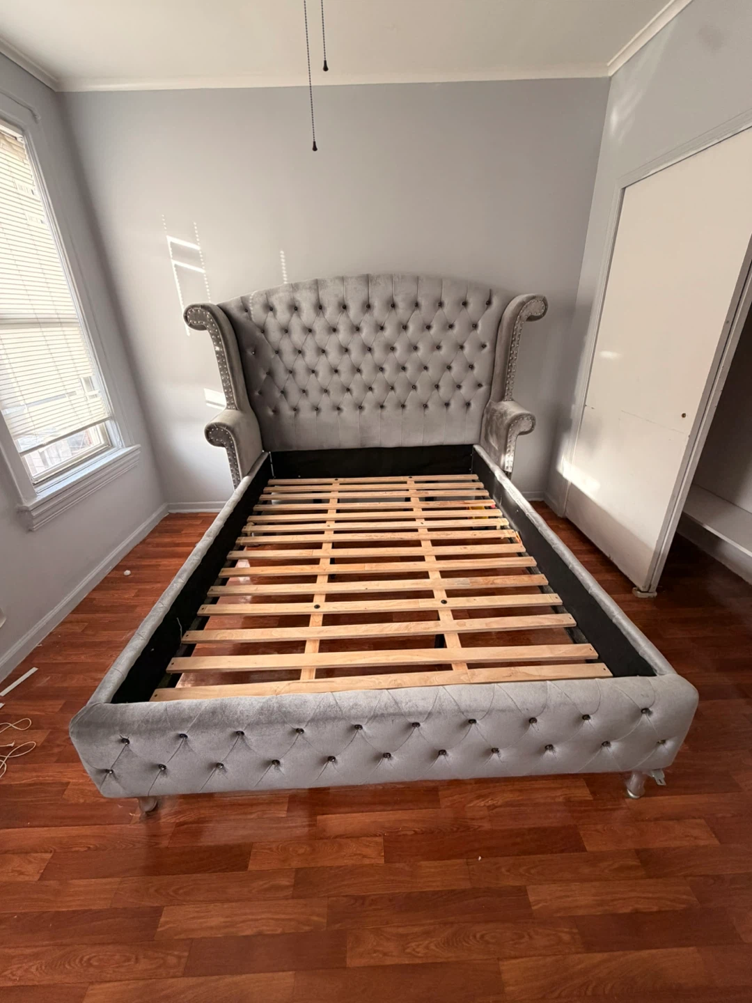 Upholstered Bed Frame - Gray - photo 2