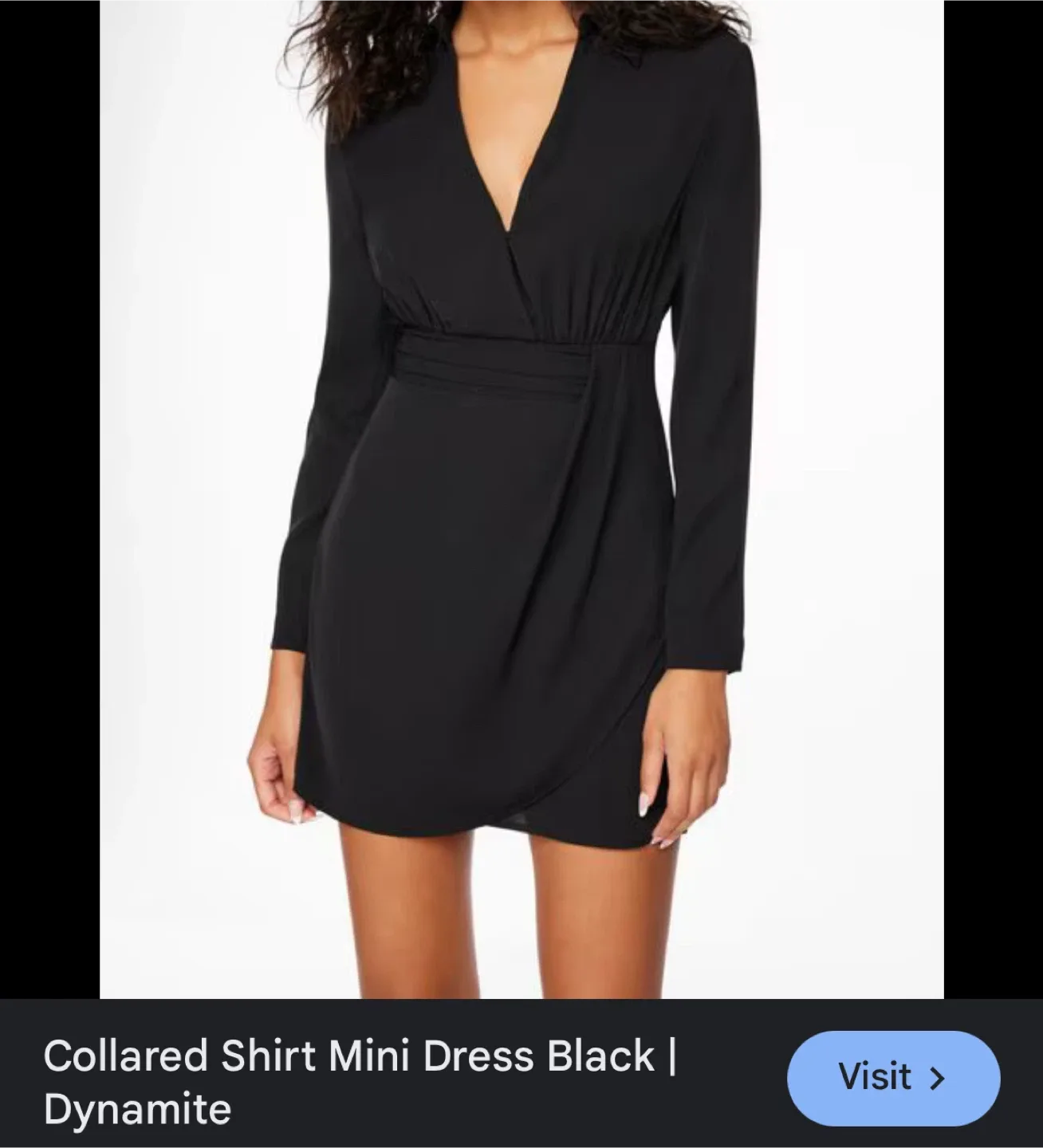 Dynamite Black Collared Shirt Mini Dress - Size S image indicator(3)