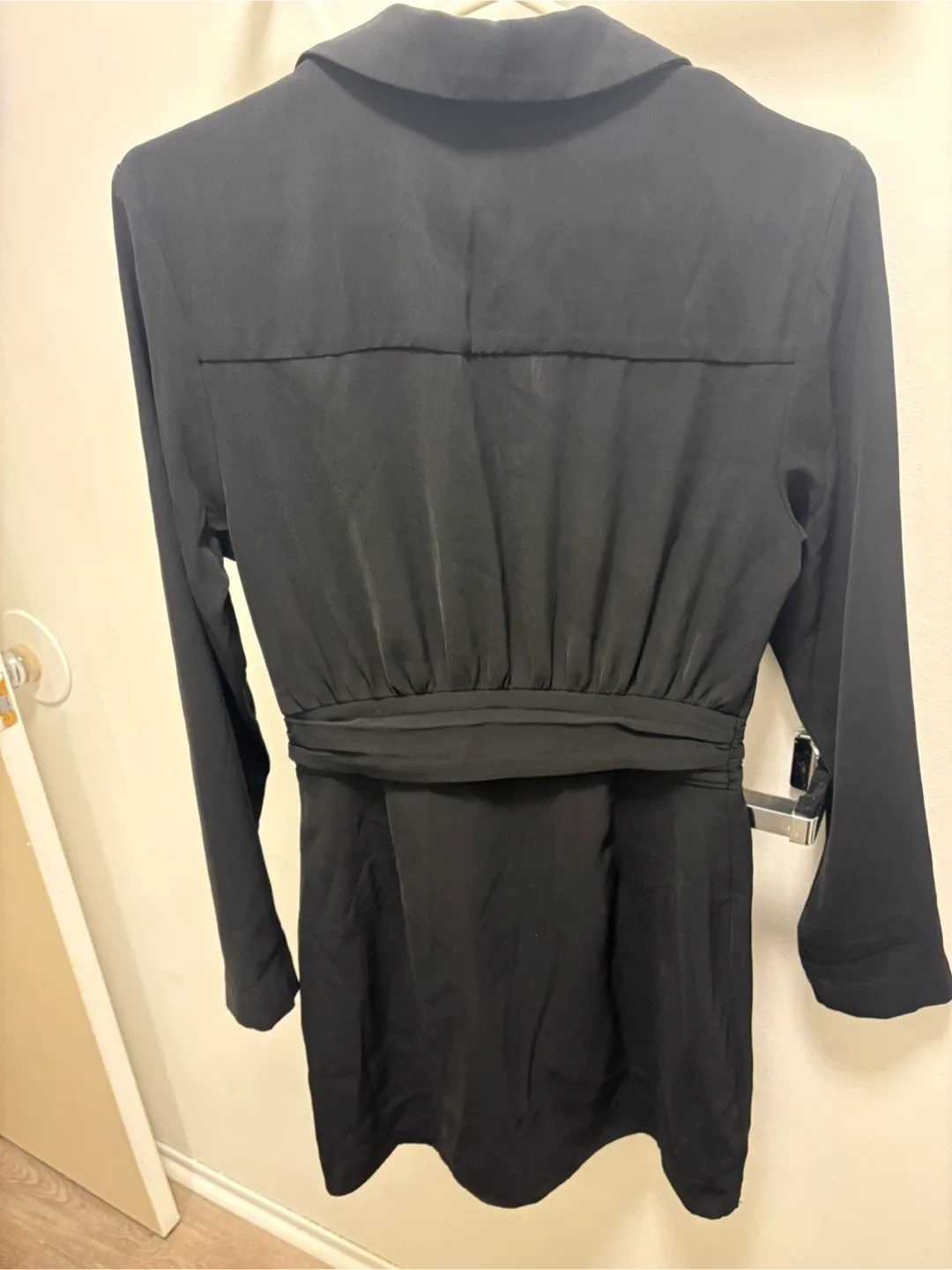 Dynamite Black Collared Shirt Mini Dress - Size S image indicator(2)