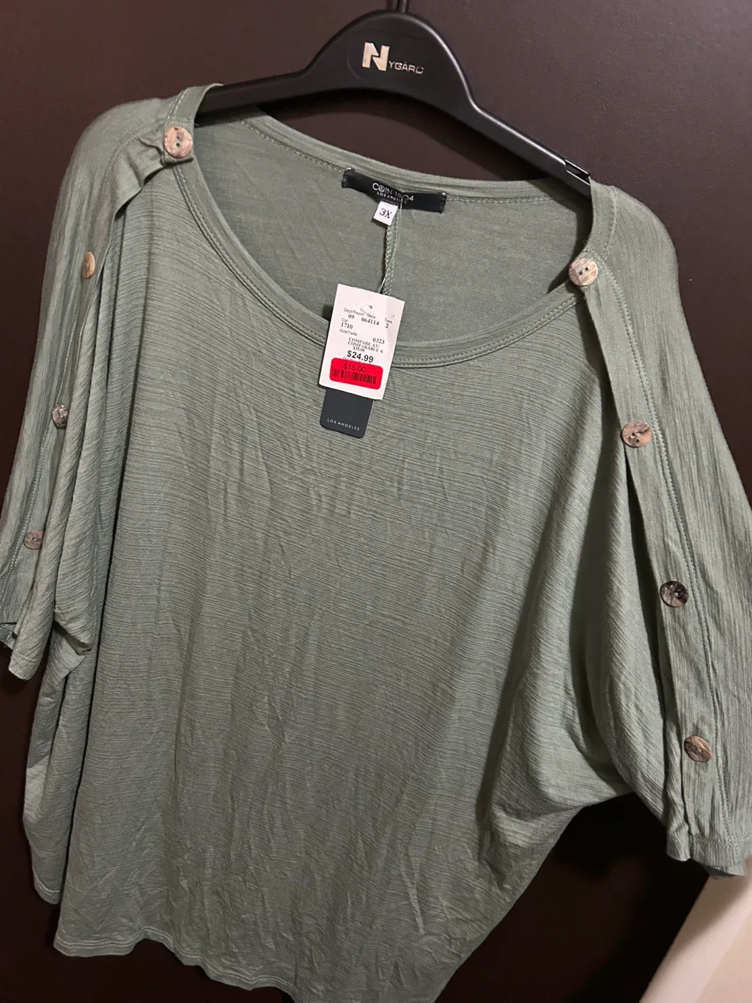 Central Park West Olive Green Top - Size 3X