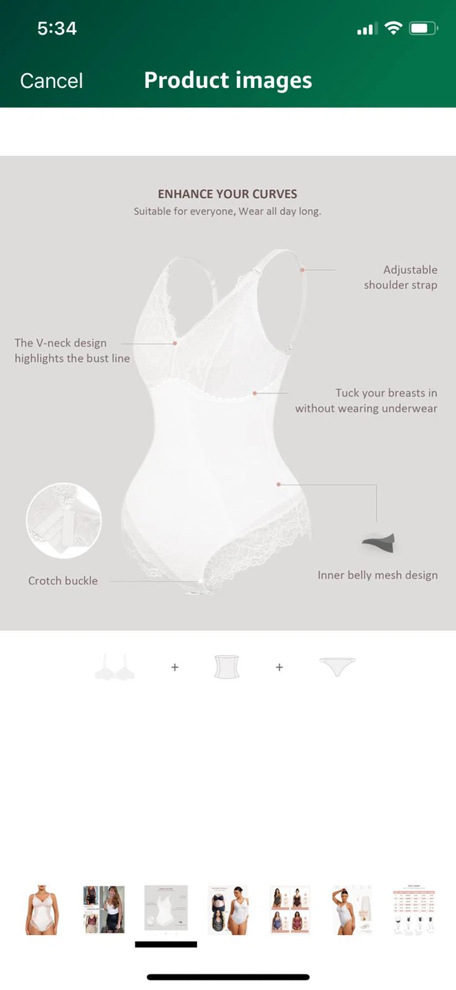 NEW-FeelinGirl White Lace Bodysuit- Medium size - photo 3