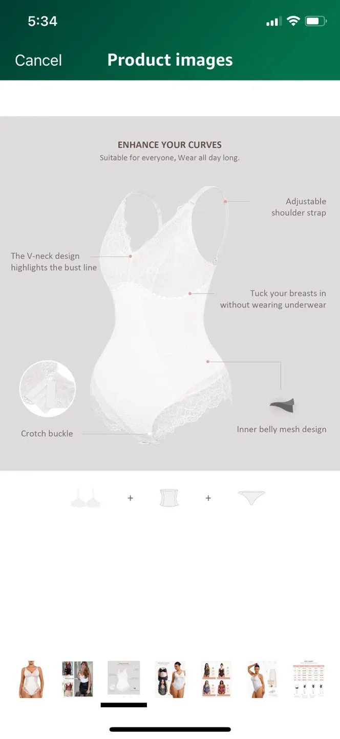 NEW-FeelinGirl White Lace Bodysuit- Medium size image indicator(3)