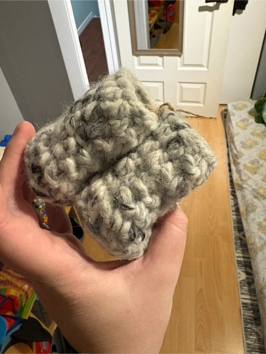 Handmade Grey & White Baby Booties - New image indicator(8)