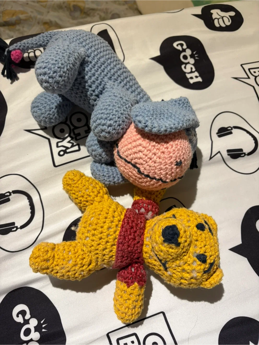 Handmade Crochet Eeyore and Winnie the Pooh Plushie