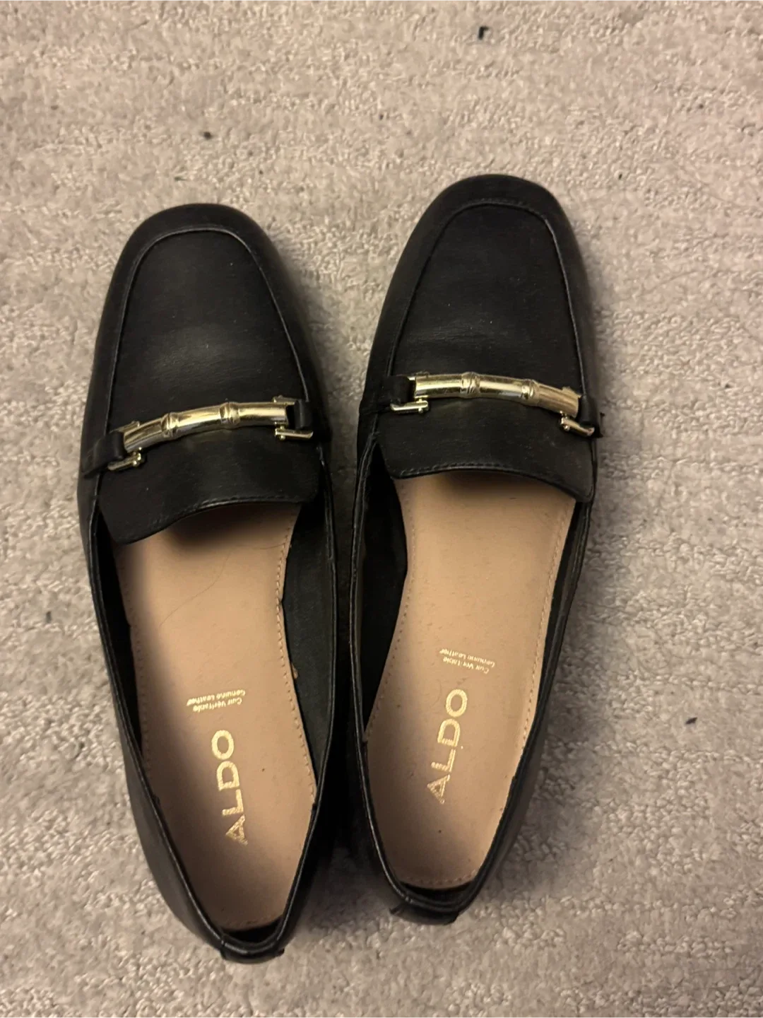 ALDO Black Leather Loafers, Size 7