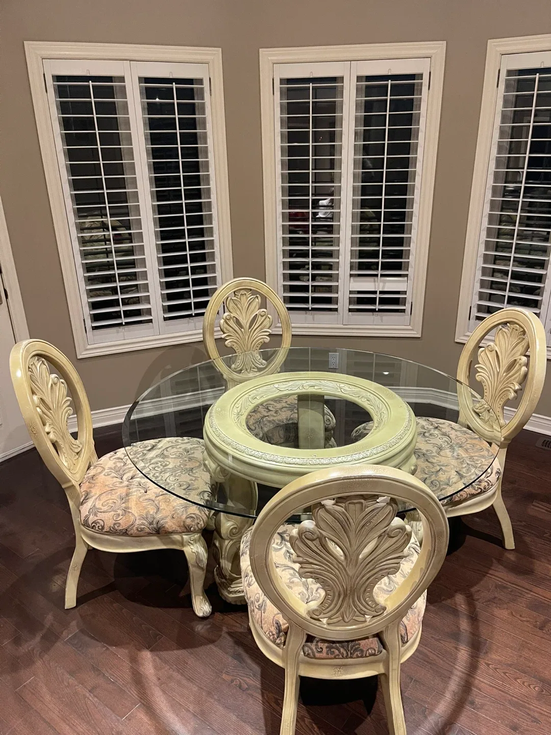 Glass Top Dining Table with 4 Chairs