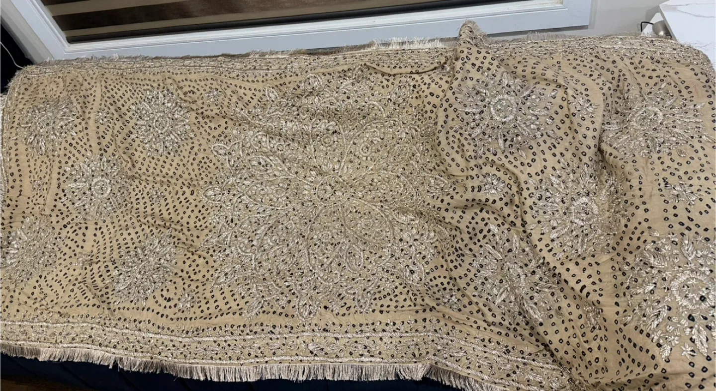 Sheemoz silk shawl with gotta work paired with sheemoz silk suit