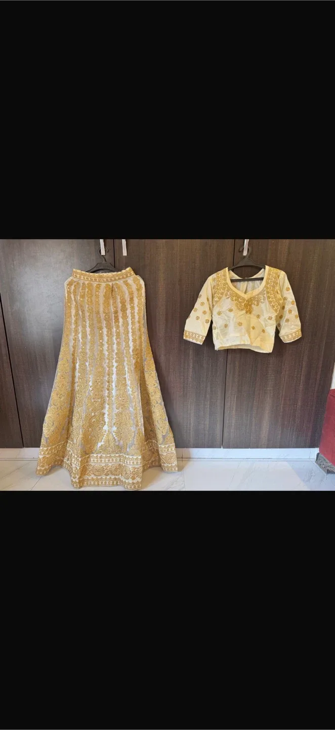 Gold Embroidered Lehenga and Blouse Set