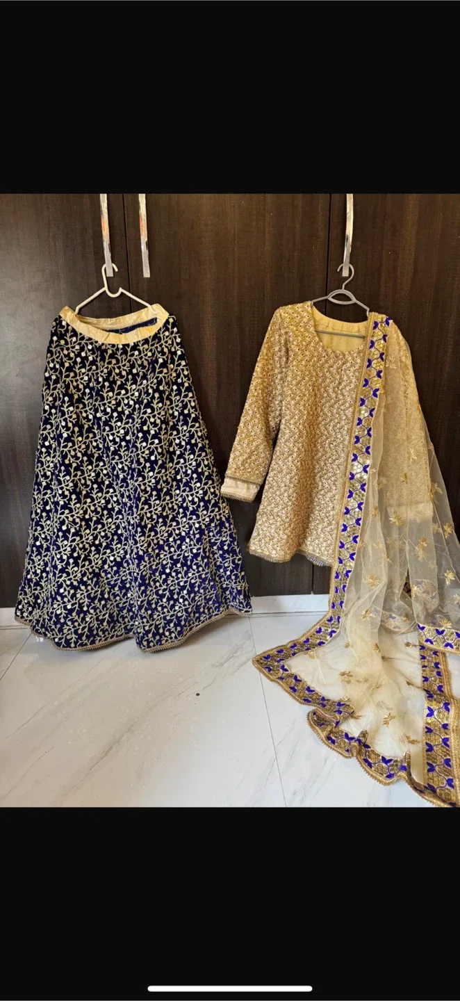 Indian Lehenga Choli Set - Blue & Gold brand new