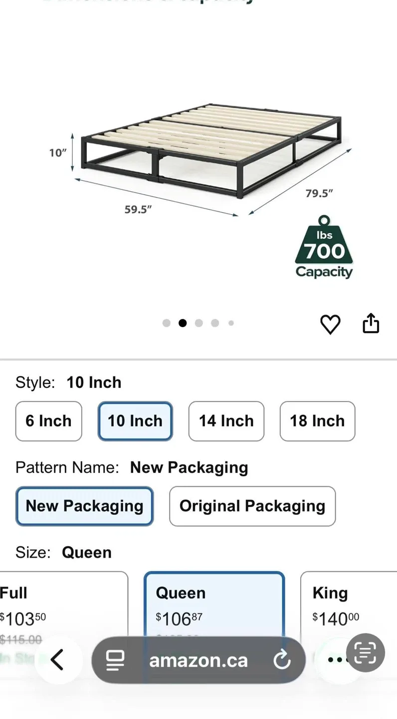 Metal Bed Frame - Queen Size