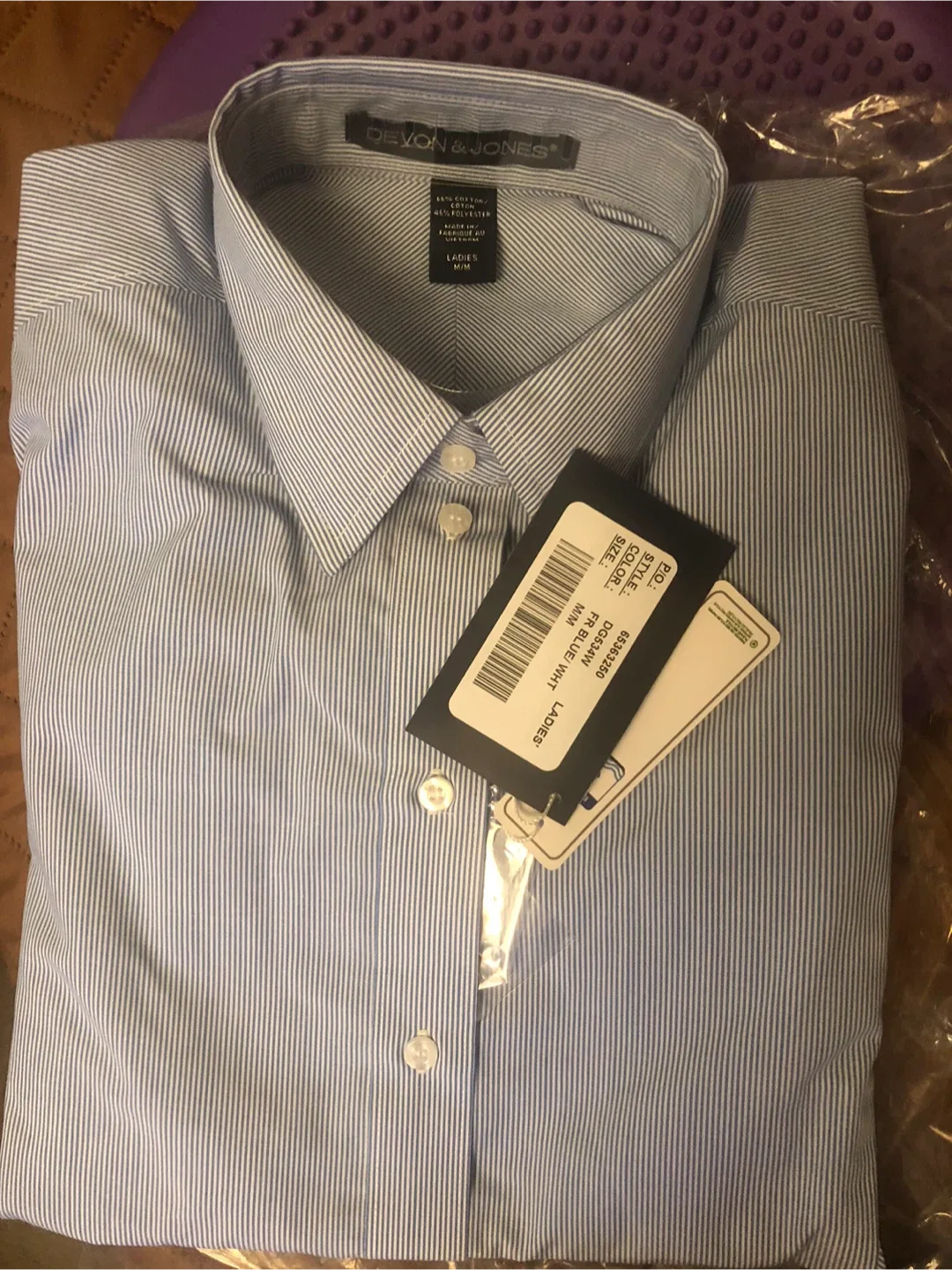Devon & Jones Ladies' Shirt - Blue/White, M/M (New) image indicator(3)