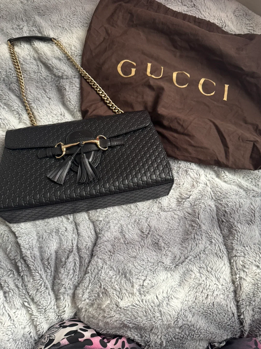 Gucci Black Guccissima Leather Shoulder Bag