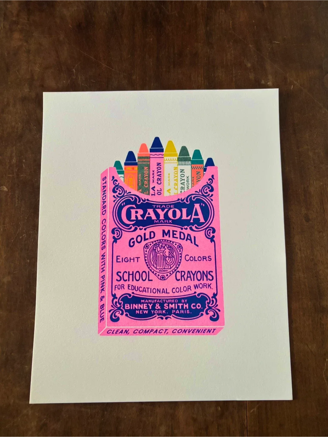 Vintage style crayon and soda artworks screenprint and risograph