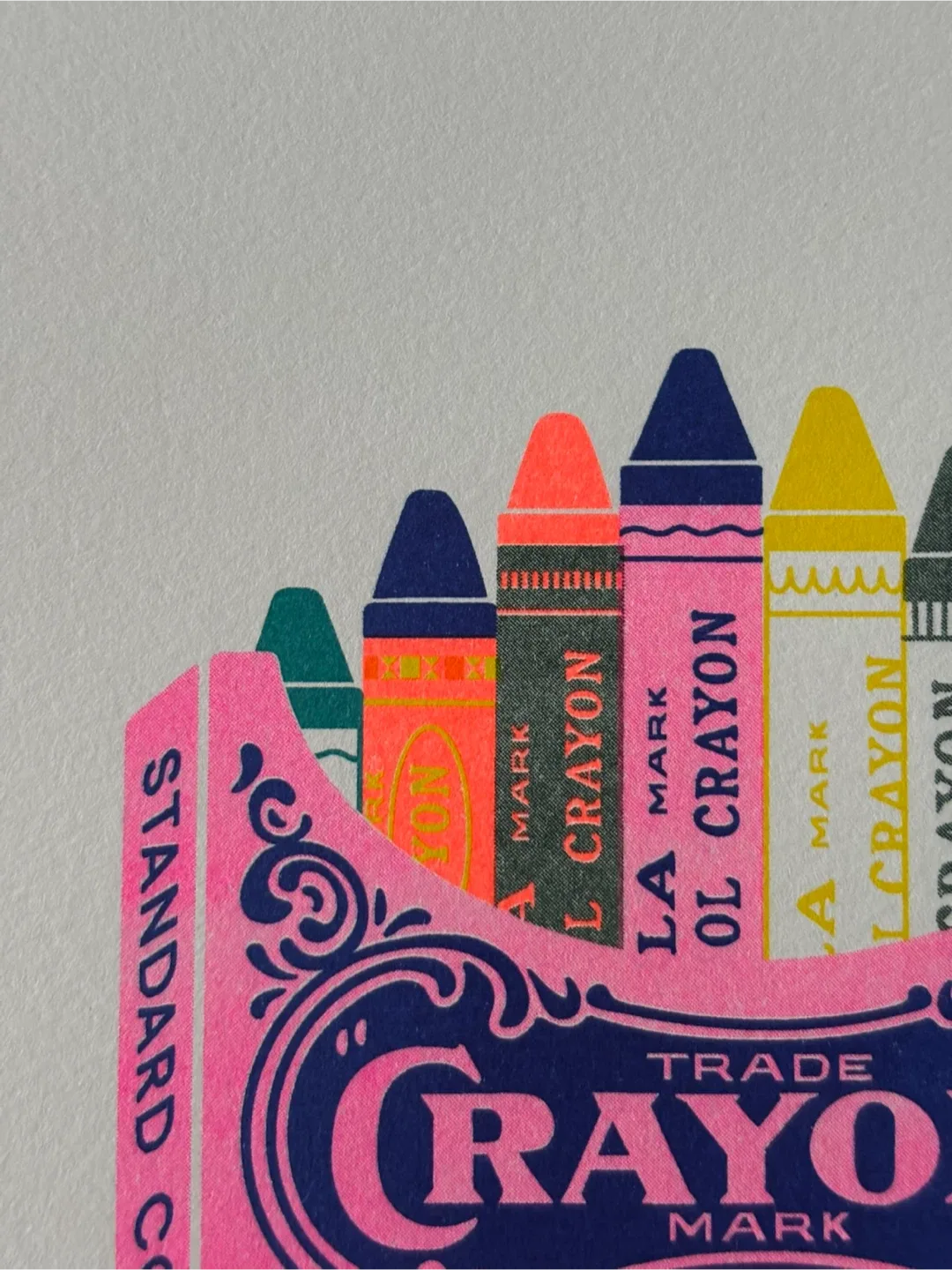 Vintage style crayon and soda artworks screenprint and risograph image indicator(3)