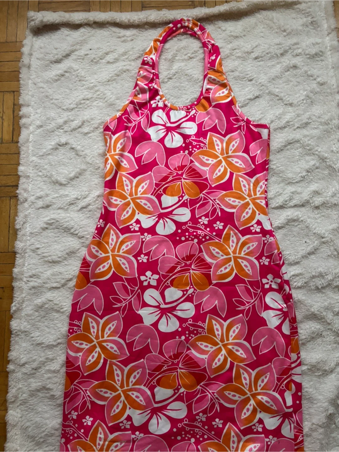 Pink Floral Halter Dress