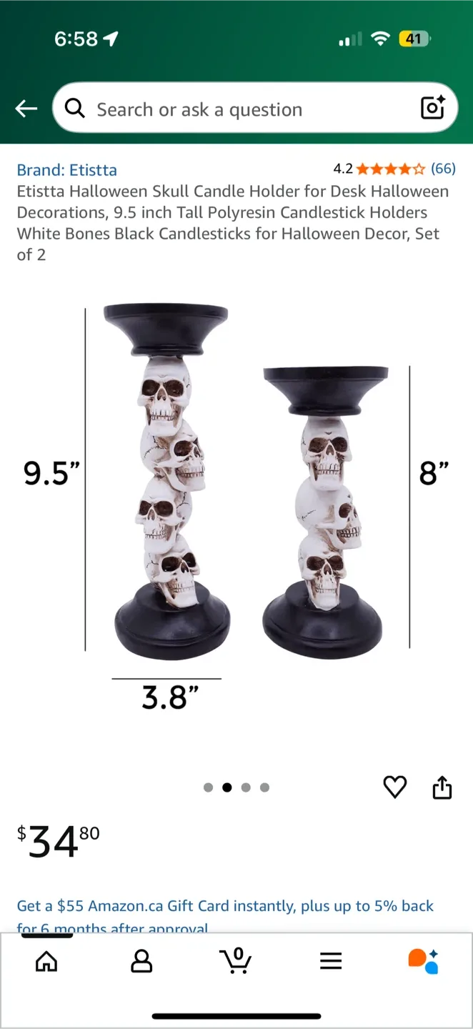 New in box! Skull Head Holder Ceramic Home Gothic Decor