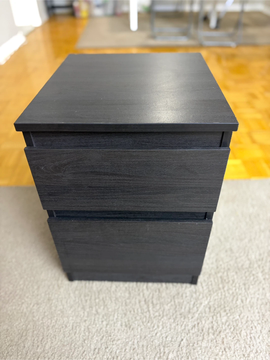 Black 2-Drawer Nightstand