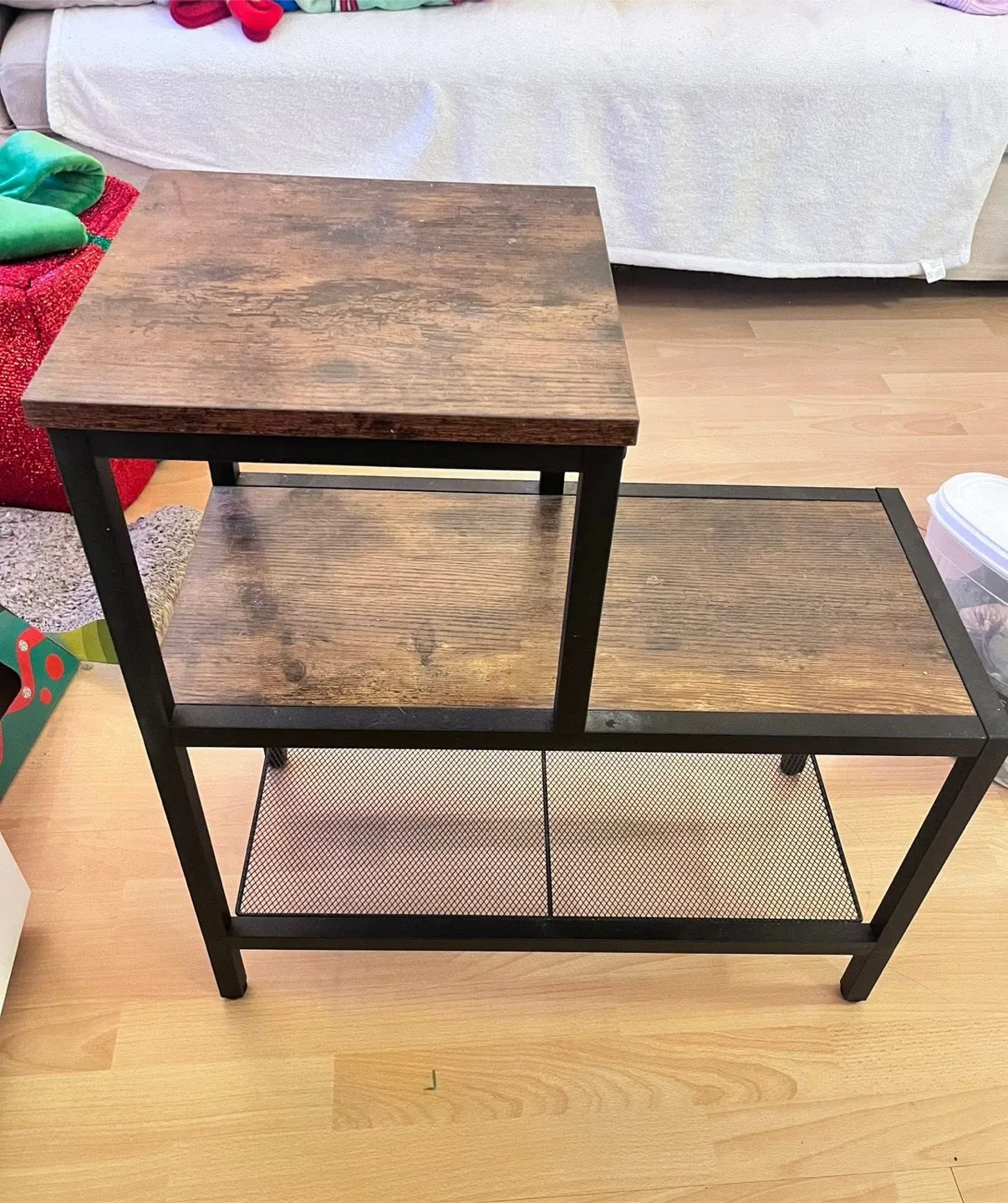 Side Table Nightstand with Storage Shelf