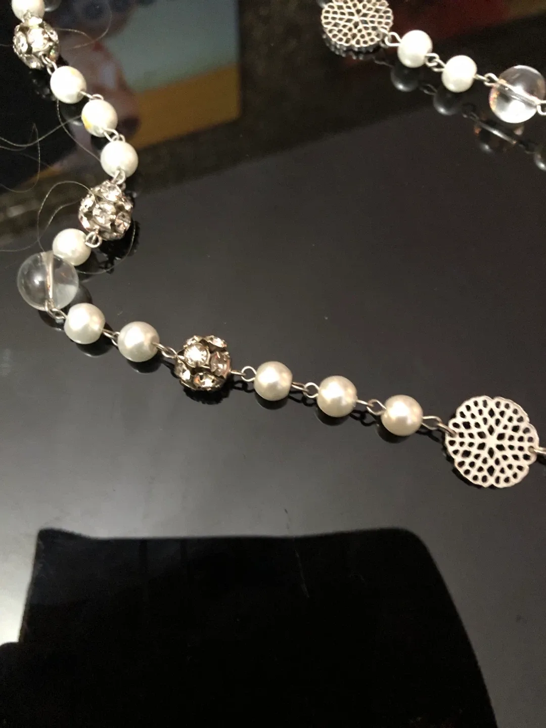Liz Claiborne Pearl & Crystal Necklace image indicator(2)