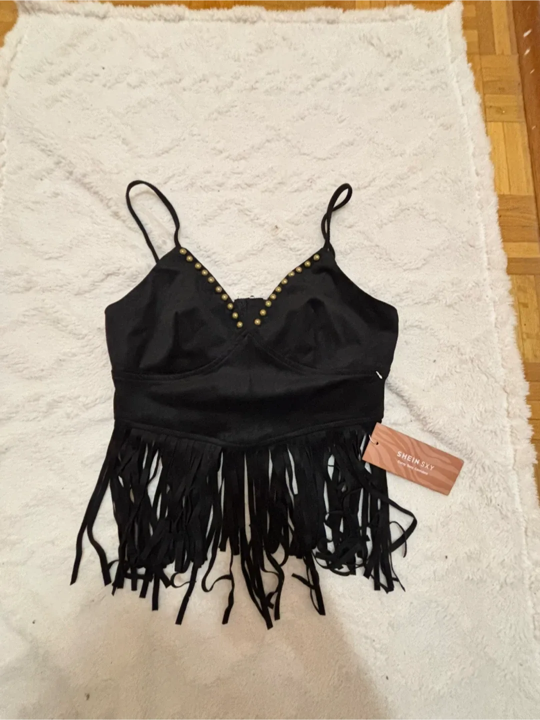 Shein SXY Black Fringe Top