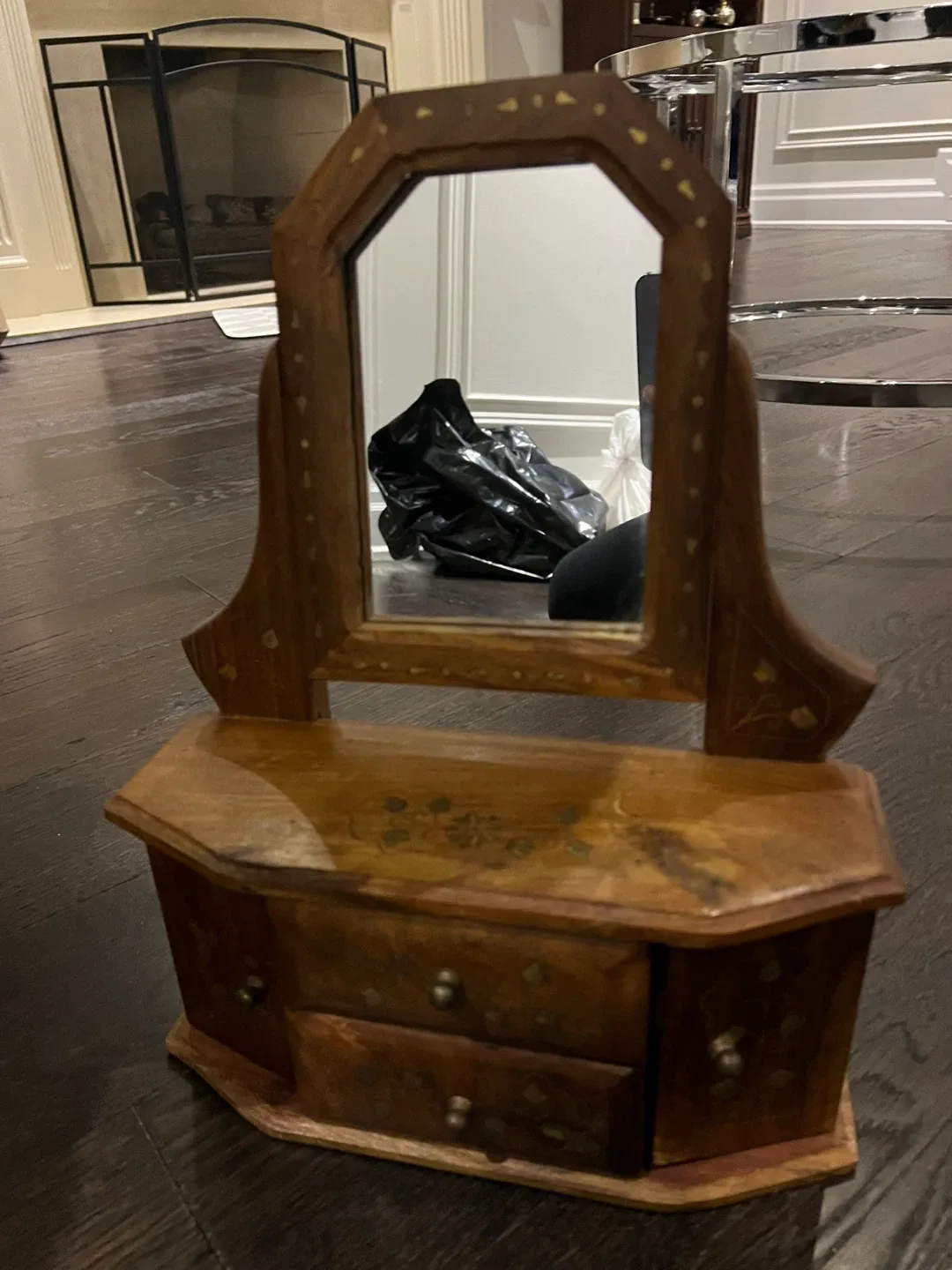 Wooden Vanity Mirror with Drawers