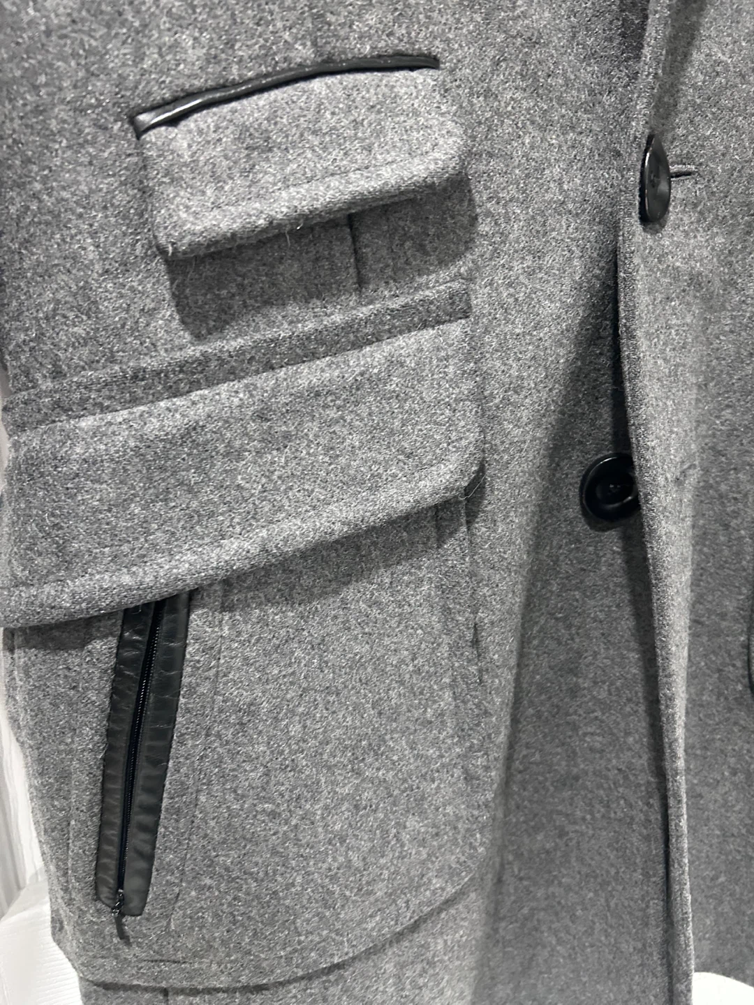 Mackage Grey Wool Blend Coat with Black knitting Collar - photo 5
