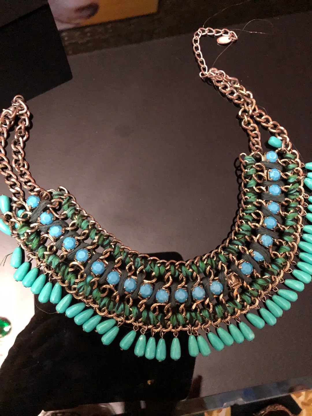 Turquoise & Green Statement Necklace image indicator(2)