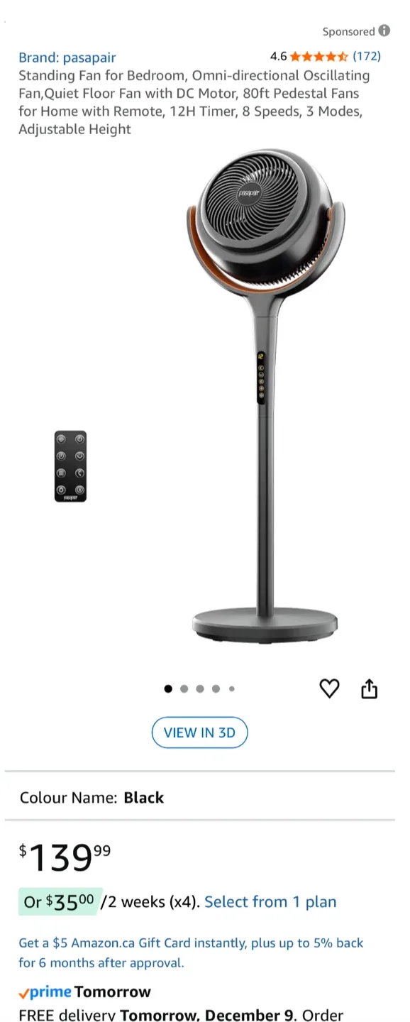 pasapair Standing Fan - Black