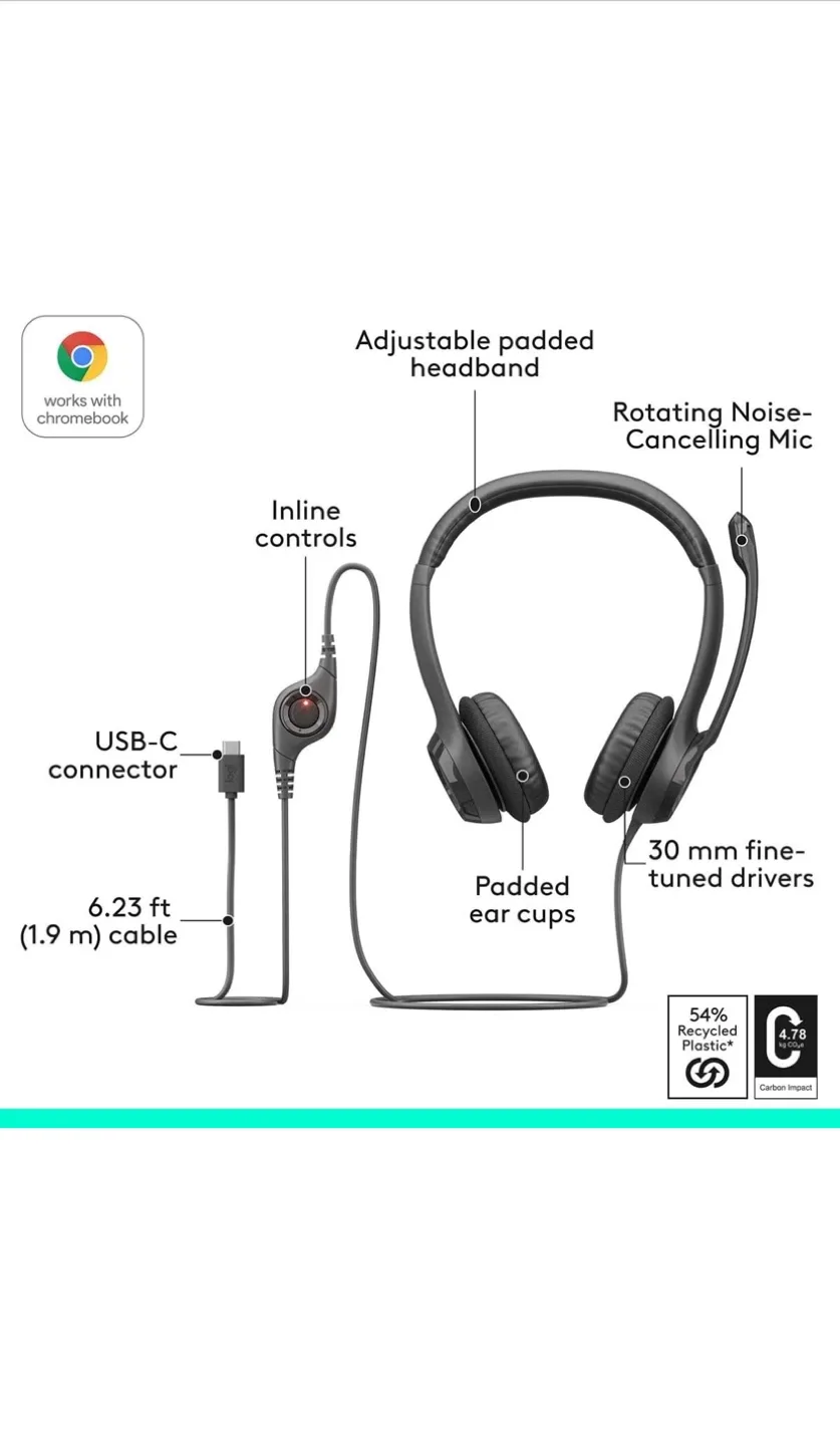 Logitech H390 USB Computer Headset - Black image indicator(2)