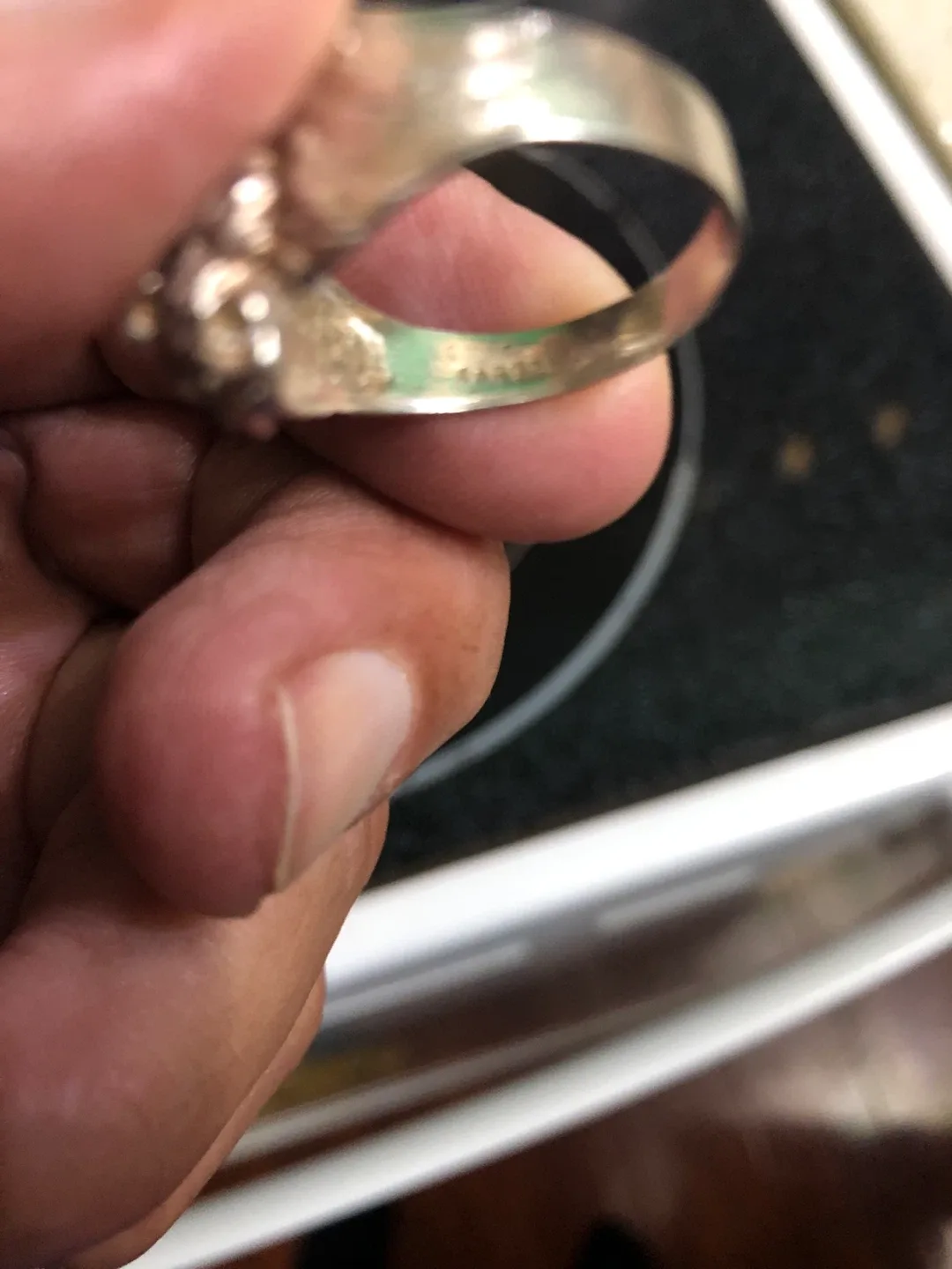 KAB925 Silver Ring 2 emerald size 9.5