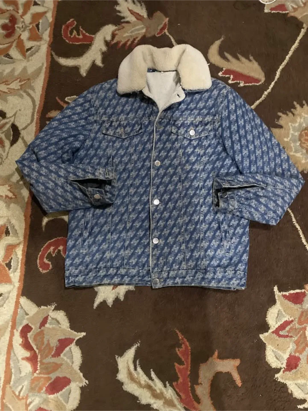 Denim Jacket with Fur Collar