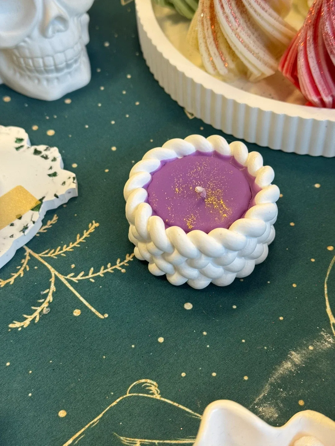 Ceramic Purple Decorative Candle