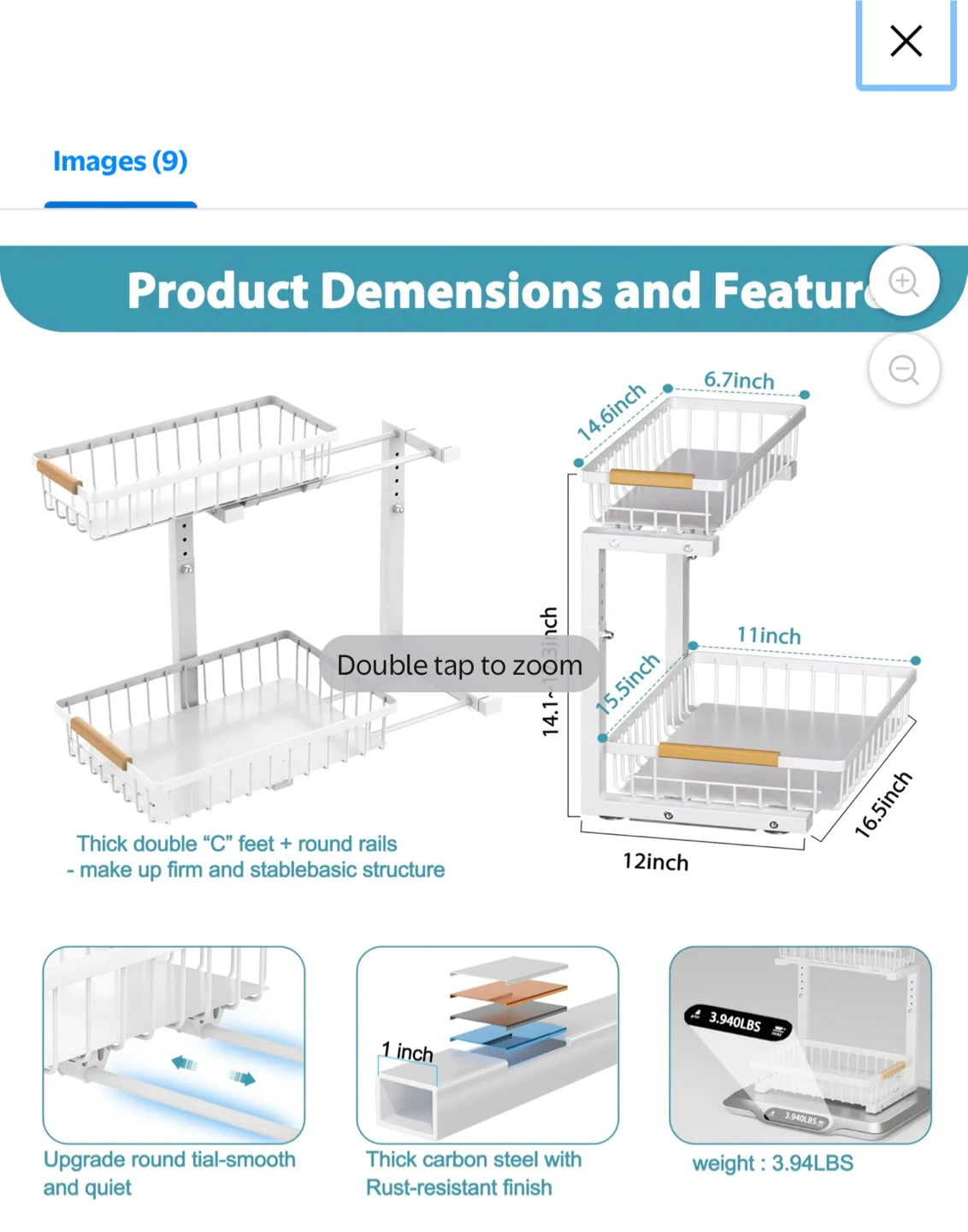 New 2-Tier White Cabinet Storage Rack Che more pictures - photo 4