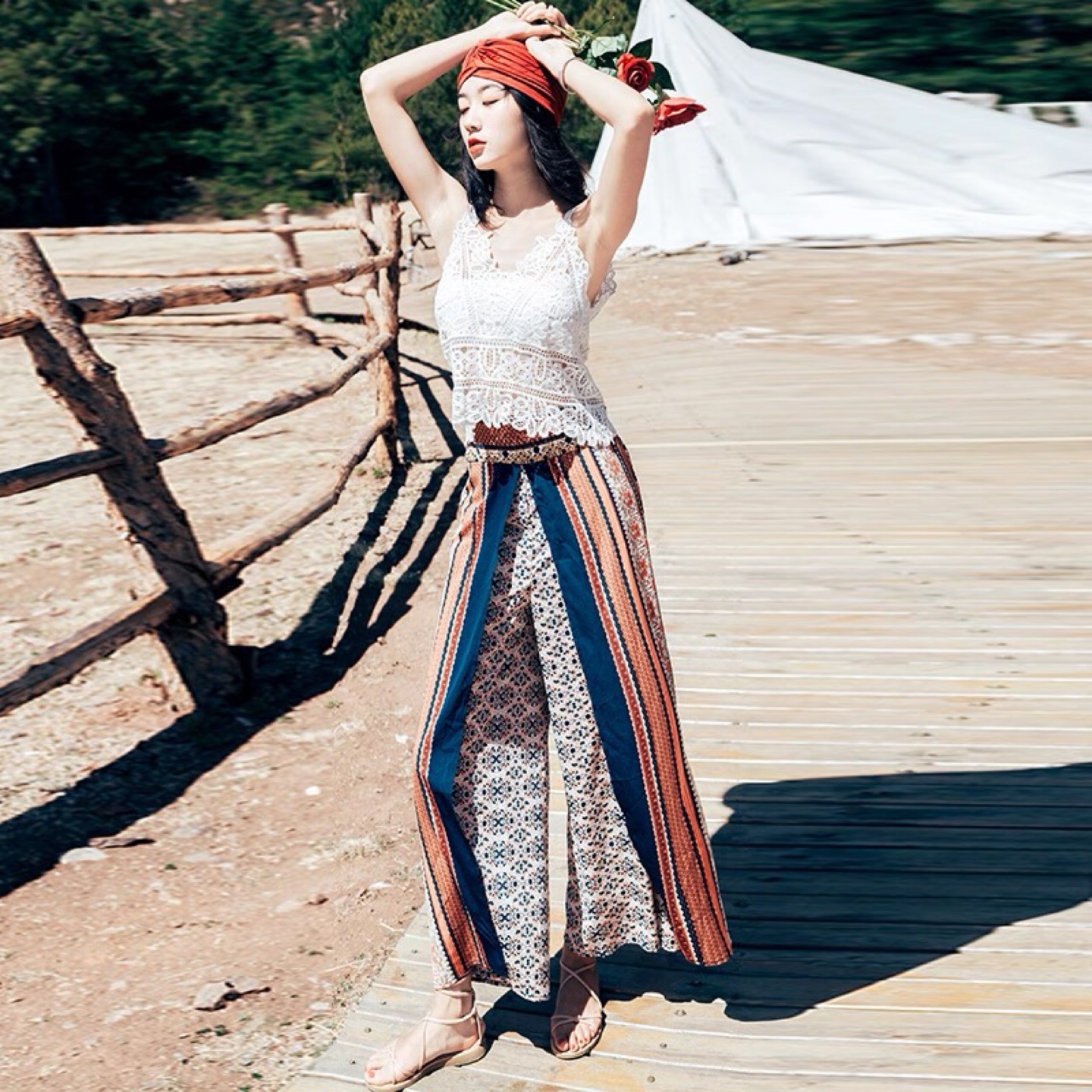 Patterned Wide Leg Pants - photo 3
