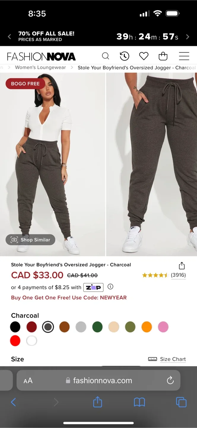 Fashion Nova Oversized Hoodie & Jogger Set - Charcoal image indicator(4)
