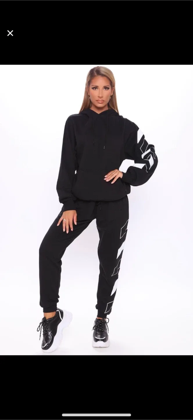 Fashion Nova Oversized Hoodie & Jogger Set - Charcoal
