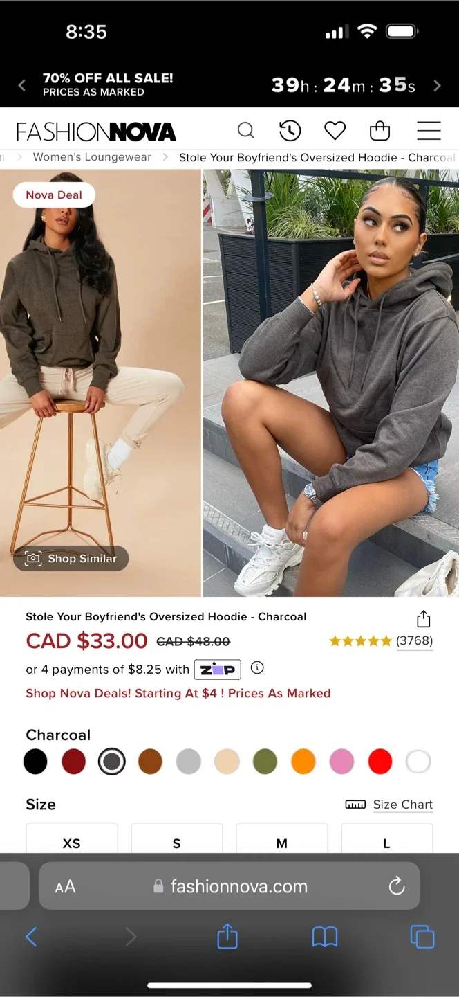 Fashion Nova Oversized Hoodie & Jogger Set - Charcoal image indicator(5)