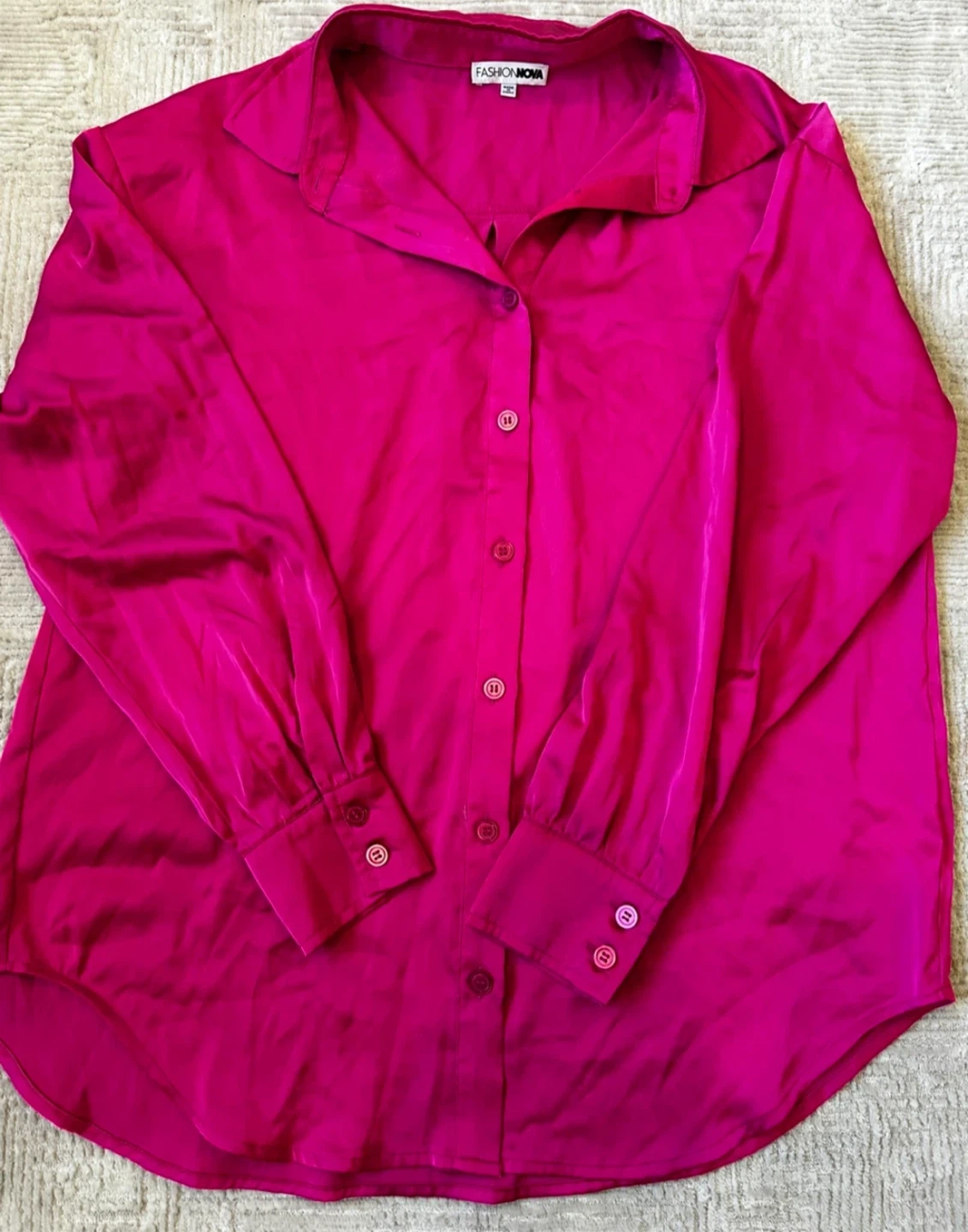 Fashion Nova Pink Button-Down Shirt - Size S - photo 2